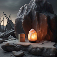 Lampe de sel de l'Himalaya rose, biologique et naturelle, certifiée HACCP, sculptée avec des motifs animaux, floraux, croix, Feng Shui et religieux, respectueuse de l'environnement