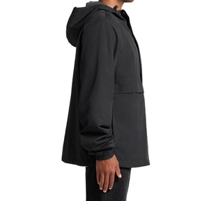 Nouvelle veste coupe-vent à capuche en nylon froissé tout noir de haute qualité, veste d'extérieur à demi-zip avec empiècements - Product Image 3