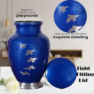 Engraved Aluminium Cremation Urn for Human <b>Ashes</b> Adult Male Female Pets Cat <b>Dog</b> Urn Large Burial Funeral Urns for <b>Ashes</b> (Blue) - Product Image 5