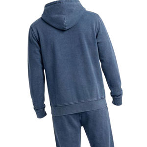 Conjunto Deportivo Informal de Invierno para Hombre, Sudadera con Capucha y Pantalones Jogger de Felpa Suave, Estilo Lavado Ácido Azul - Product Image 4