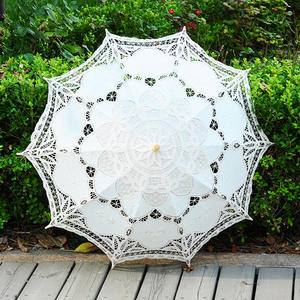 Китайский заводской фантастический декорированный кружевной зонтик для невесты белый зонтик для свадьбы - Product Image 2