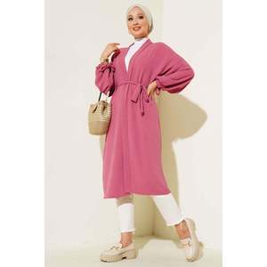 Aerobin Casual Magenta <b>Cardigan</b> Laced Sleeves Breathable Silk Poncho Knit Sweater for Summer Autumn Long Short Length Front Logo - Product Image 1