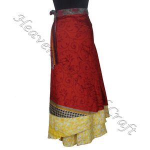 Lot 50 Réversible Vintage Soie Wrap Floral Jupe Femmes Vêtements De Plage Sarong 2 Couche Réversible Magique Soie Saris Wrap Longue Jupe - Product Image 4