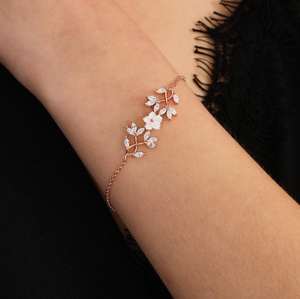 Pulsera de Plata de Ley 925 con Dije de Flor de Circonio, Joyería Religiosa de Lujo para Mujer, Regalo de Aniversario para Novia - Product Image 1