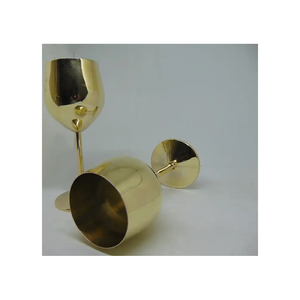 Nueva colección de copas de vino de acero inoxidable chapadas en oro de estilo vintage Copa de proveedor indio Cristal de uso de champán - Product Image 2