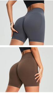 Short sans couture à impact collants de course à taille haute pantalon de yoga logo personnalisé court étirable Scrunch de gymnastique et de sport - Product Image 5