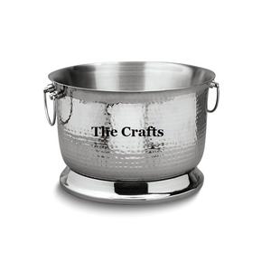 Cubo de hielo martillado de acero inoxidable Cubo de hielo de forma redonda de tamaño personalizado para uso doméstico en hoteles y restaurantes - Product Image 1