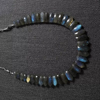 Collier de perles en pierre de labradorite naturelle foncée, facettées, en forme de poire, pour cadeau, fête, fil de bijoux, pendentif en labradorite