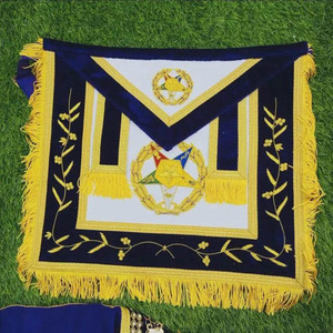 Tablier maçonnique OES STAR de qualité supérieure, écologique, en velours violet, de 32e degré du Rite écossais, avec épingle de sûreté, design tendance - Product Image 1