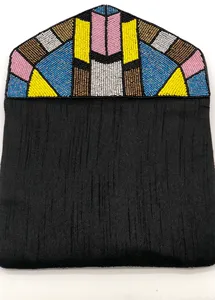 Pochette élégante en perles et en perles de verre pour les fonctions de mariage, pochette en perles ethnique faite à la main pour les occasions festives et les soirées - Product Image 2