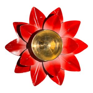 Portavelas Decorativo de Metal Rojo con Forma de Flor de Loto, Centro de Latón para Velas de Té, Soporte para Cumpleaños, Proveedor Fabricante - Product Image 2