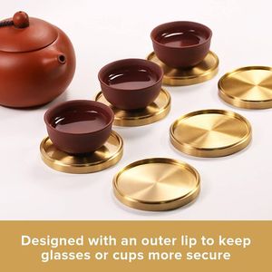 Sous-verres antidérapants martelés en laiton massif fait à la main avec plusieurs formes de conception Sous-verres en métal avec logo personnalisé Napperons antidérapants - Product Image 5