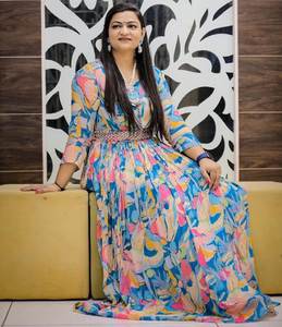 DESIGNER ALPA PATEL PARTY WEAR ROBE IMPRIMÉE EN GEORGETTE LOURDE - Product Image 1