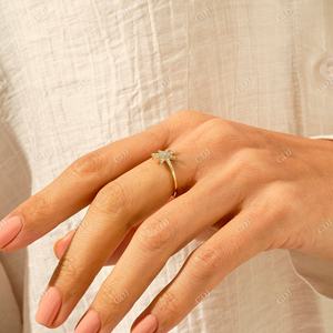 India Best Manufacturer of Natural Diamond Engagement <b>Ring</b> 14kt 18kt 10kt Solid Gold Plated <b>Statement</b> <b>Ring</b> Unique Starburst <b>Ring</b> - Product Image 5