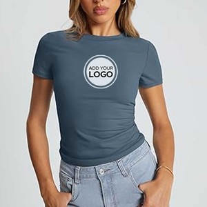 100% camisetas de algodón para mujer, camiseta de manga corta de algodón básico orgánico para mujer - Product Image 4