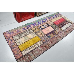 Alfombra Vintage de 3.37x7.6 pies (103x232 cm), Alfombra Floral Azul Turca - Product Image 2