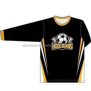 Großhandel Premium-Qualität Fußball-Torwarthemd schwarze Farbe Fußballbekleidung lange Ärmel Fußball-Torwarthemdshirts für Herren