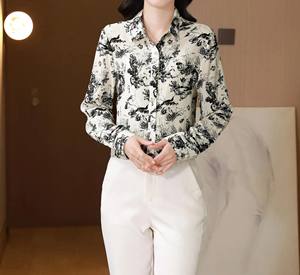 C Chemises à col rabattu de haute qualité Chemises décontractées élégantes en gros pour femmes Chemise imprimée à sublimation tendance - Product Image 6