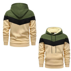 Sweats à capuche et sweatshirts surdimensionnés sport avec fermeture éclair en coton et polyester bicolore avec logo personnalisé pour hommes - Product Image 6