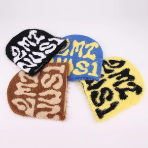 Wholesale Hight Quality Mohair Satin Lined Beanies With Custom Jacquard Logo and Satin Lined Inside - Product Image 2