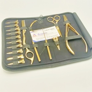 Kit d'outils d'extension de cheveux avec pince, aiguille au Crochet, Clips et Extension de cheveux humains, Extensions de cheveux en acier inoxydable doré - Product Image 2