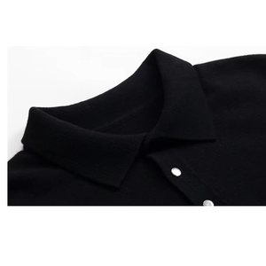 Nouveaux T-shirts polo surdimensionnés tricotés peignés purs pour hommes respirant Anti-rides teint Logo solide Patter - Product Image 6
