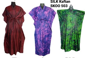 Kaftan de luxe pour femmes, 100% soie pure, longueur au sol, style bohème, coupe ample, col en V, taille plus, couleurs personnalisées, respectueux de l'environnement - Product Image 4