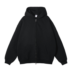 Unisex Oversized <b>Zip</b> <b>Hoodie</b> 100% Cotton Heavyweight Lined Solid Vintage Winter Streetwear Drop Shoulder Washed Fleece Sweatshirt - Product Image 1