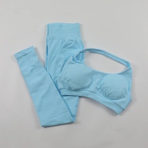 2PCS Seamless Women Yoga Set Workout Sportswear Gym Clothing Fitness Long Sleeve Crop <b>Top</b> High <b>Waist</b> Leggings Sports Suits - Product Image 2