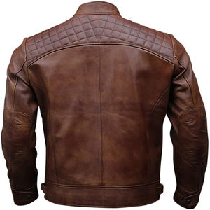 Nuevo abrigo cálido a prueba de viento con cuello levantado de invierno a la moda cuero genuino y tela de lona prendas de vestir chaqueta de cuero para hombres - Product Image 3