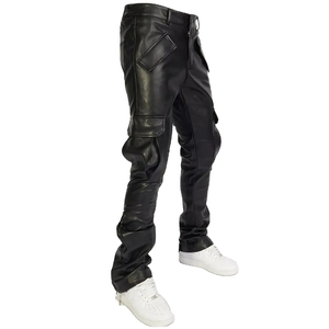 100% Original pantalon en cuir de vachette pour hommes décontracté léger plat avant fermeture éclair braguette respirant étanche à l'eau - Product Image 1