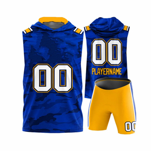 Maillot de football 7v7 personnalisé OEM pour hommes, jaune et vert, uniformes de football, vêtements de sport pour club, 100% polyester, à capuche, sans manches - Product Image 6