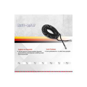 Manguera Espiral de PU 8x12mm 7.5m, Tubo Neumático Flexible - Product Image 2