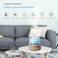 Diffuseur d'arômes certifié CE, silencieux, avec réservoir de 80 ml, base en bois massif, humidificateur d'air compact avec LED 7 couleurs pour la maison