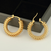 Anting Hoop Bulat Berkualitas Tinggi untuk Wanita dari NYH, Anting Huggie Emas Tembaga Hipoalergenik, Anting Statement