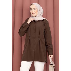 Chemise en popeline Alin décontractée à taille ajustable et boutonnée, taille XL, en viscose, avec logo imprimé, style simple et tendance pour les saisons d'été et d'automne - Product Image 2