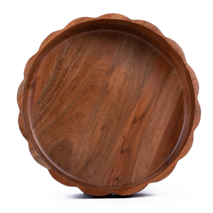 Assiettes de chargeur rondes en bois brun décor à la maison forme ronde design sculpté vente chaude - Product Image 3