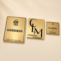Autocollants en métal doré 24 carats avec logo en relief 3D, design tendance 2024, avec adhésifs, étiquettes en aluminium pour bouteilles