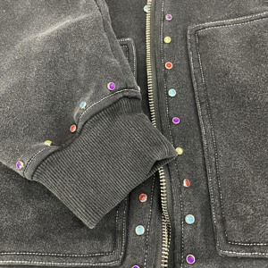 Personalizado desgastado bordado cremallera sudaderas gráfico pesado de gran tamaño de algodón Streetwear Vintage ácido lavado Zip up hombres Sudadera con capucha - Product Image 4