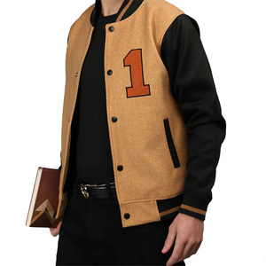 Veste universitaire en cuir pour hommes rétro vintage personnalisée col montant logo brodé manches longues noir-quantité minimale de commande bas vente en gros - Product Image 5