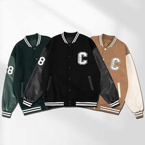 Blouson d'université en faux cuir vintage unisexe 100% laine hiver avec support Baseball Bomber manteau broderie Letterman hommes femmes - Product Image 5