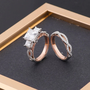 Bague de fiançailles de luxe en or 14K 18K et diamants de laboratoire plaquée or rose taille brillant pour femme - Product Image 4