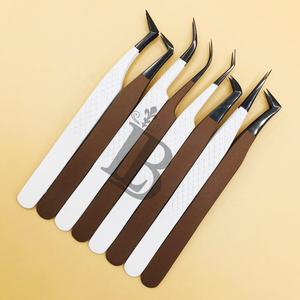 Pince à cils personnalisée pour extensions de cils, courbée à 90 degrés, droite, avec manche à coupe diamantée, pour cils en vison - Product Image 2