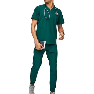 Ensemble de tenues médicales unisexe, pantalon de jogging et haut à manches courtes en mélange de coton, couleur et logo personnalisables, haute qualité, avec détection d'aiguilles - Product Image 1