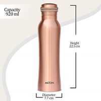Bouteille d'eau en cuivre MILTON 920 ml (34 oz) anti-fuite, sans BPA, réutilisable, à paroi simple, écologique, avec couvercle à paille, unisexe