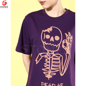 Ropa de lujo de alta calidad personalizada de algodón orgánico Puff estampado de talla grande camisetas de mujer Crop Top cuello redondo fabricantes - Product Image 4