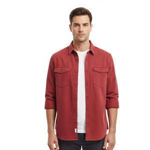 Camisa vaquera para hombre con cuello y puños elegantes, Camisa vaquera duradera para hombre con mangas largas, Camisa vaquera de lavado a la moda para hombre - Product Image 2