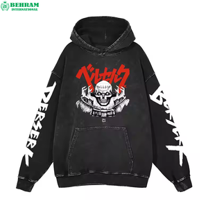 Sweat à capuche vintage en coton de qualité supérieure, style streetwear, imprimé anime DTG, doublure polaire, écologique, pour homme, hiver - Product Image 6