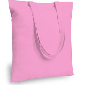 กระเป๋าช้อปปิ้งผ้าฝ้าย 100% สีชมพูล้วน สำหรับใส่ผักผลไม้ ขายส่ง MOQ ต่ำ รับทำโลโก้ตามสั่ง - Product Image 1