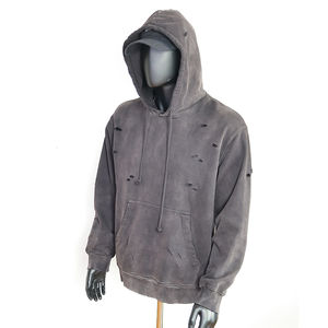 2026 OEM HSI <b>Oversized</b> Vintage Washed <b>Hoodie</b> Bulk Cotton Fleece Blank Boxy Heavy Weight Cross Stiches Printed <b>hoodie</b> - Product Image 4